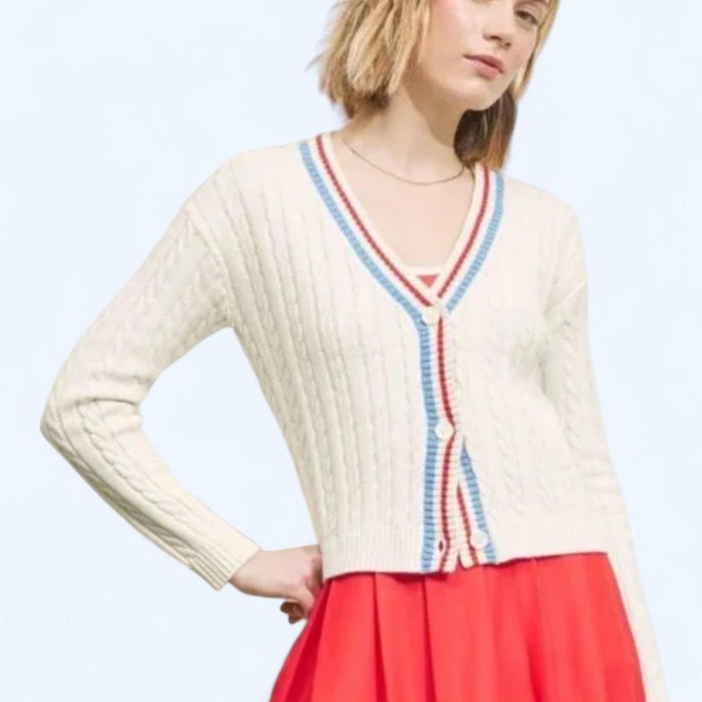 Cable Knit Prince Pickleball cardigan